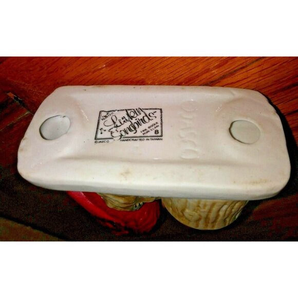 Red Cardinal Toothpick/candle holder Taiwan Bisque Porcelain Christmas Jasco 5" - Picture 5 of 5